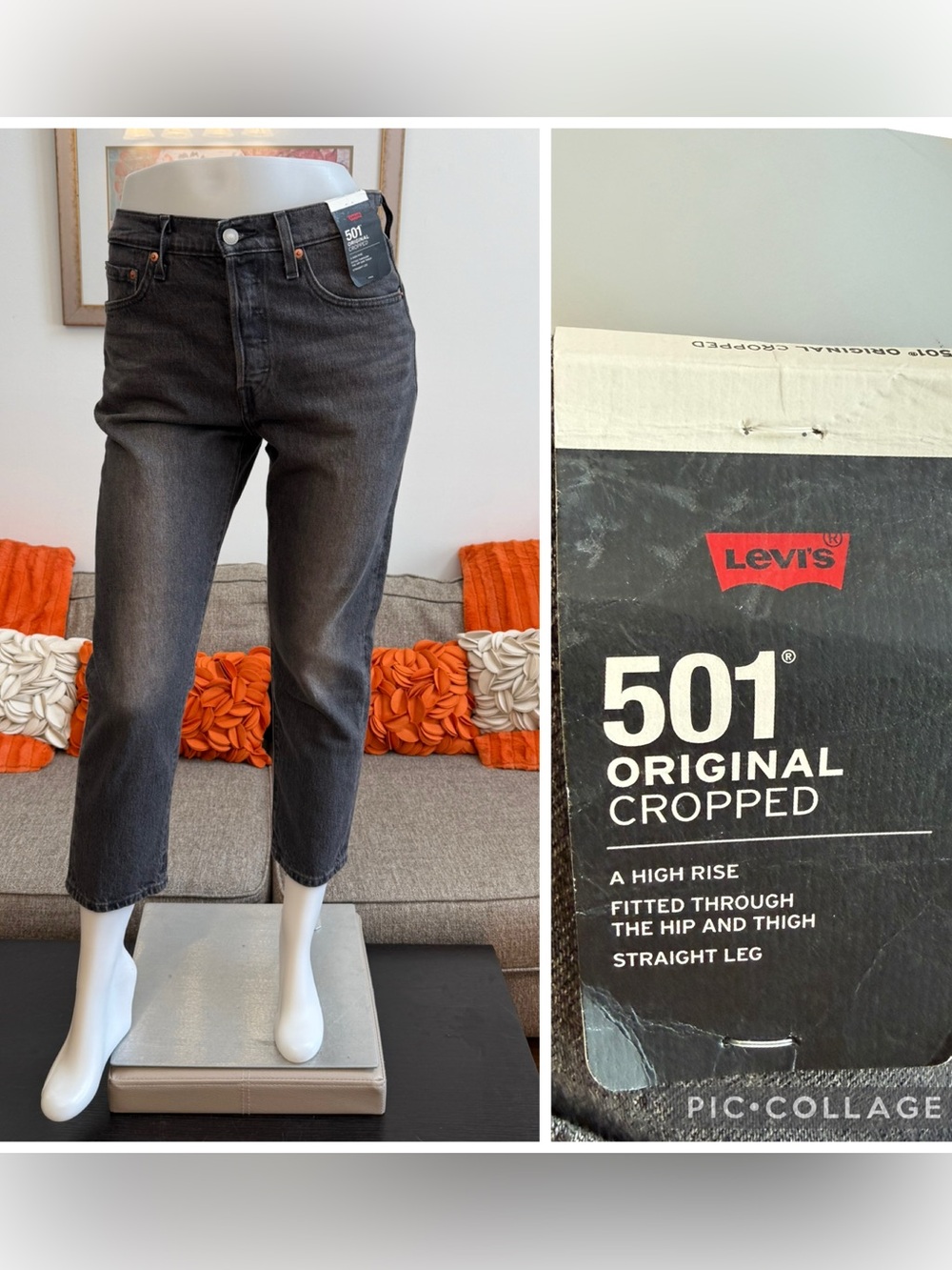 NWT Levi’s 501° ORIGINAL CROPPED BLACK WOMEN'S JEANS $98 MSRP